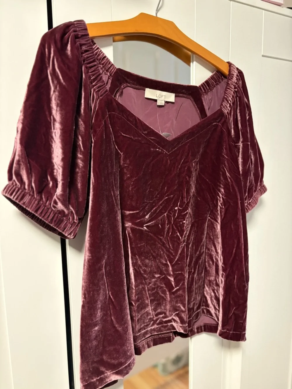 LOFT Deep Plum Velvet Blouse - Medium - Picture 3 of 4